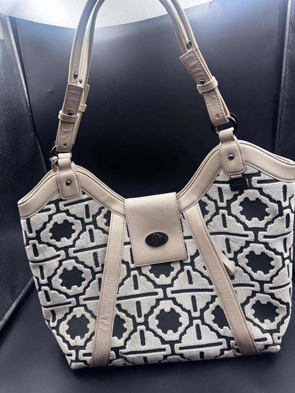 Petunia Pickle Bottom Troubadour Tote Bag in Cut Velvet and Leather